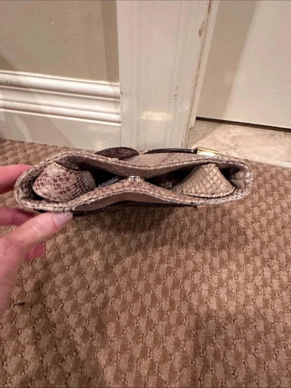 Michael Kors Snakeskin-Print Crossbody Bag with Gold-Tone Accents